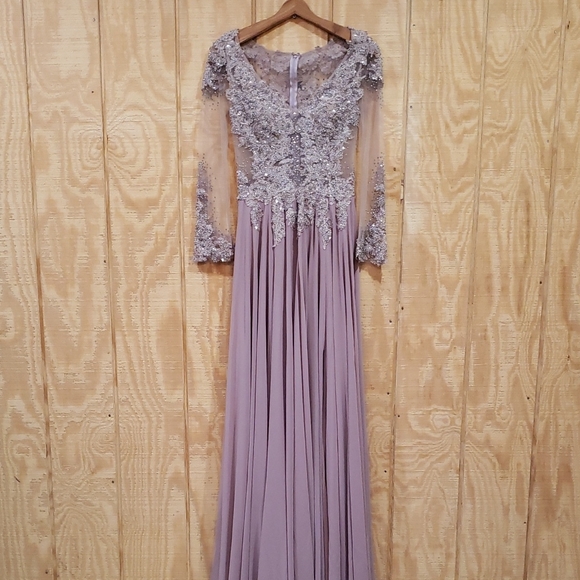 Alexander By Daymor NWT Clay Pink Beaded Lace Maxi Ball Gown Dress Size 6 #1157 - Picture 2 of 10